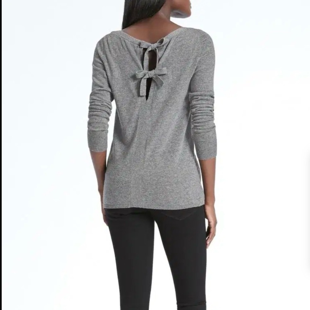 Banana Republic Filpucci Wool & Cashmere Tie Back Boat Neck Sweater Gray